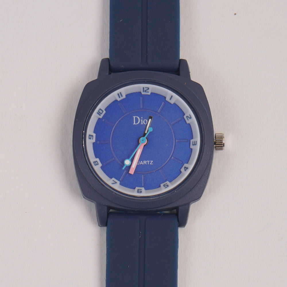 Woman Watch Blue Dial With Rubber Straps