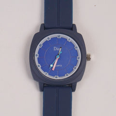 Woman Watch Blue Dial With Rubber Straps