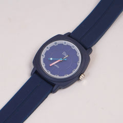 Woman Watch Blue Dial With Rubber Straps