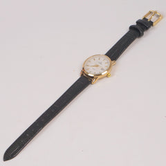 Woman Golden Dial Watch with Black Straps OMG