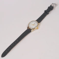 Woman Golden Dial Watch with Black Straps LNG