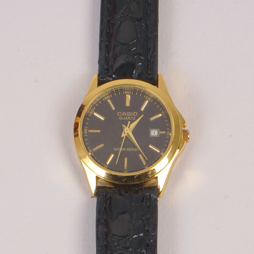 Woman Golden BLK Dial Watch with Black Straps CSO