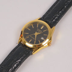 Woman Golden BLK Dial Watch with Black Straps CSO