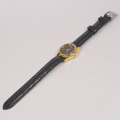 Woman Golden BLK Dial Watch with Black Straps CSO