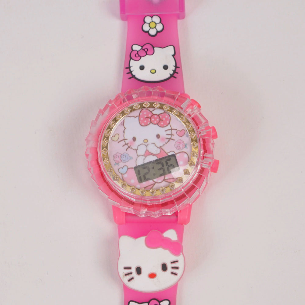 Kids Spinner Character digital watch pink cat