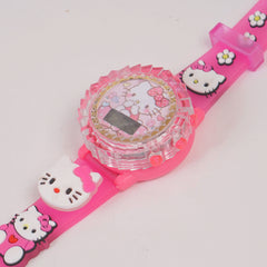 Kids Spinner Character digital watch pink cat