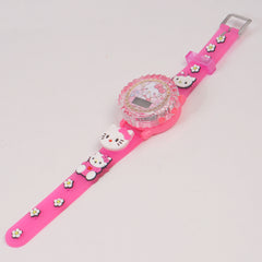 Kids Spinner Character digital watch pink cat