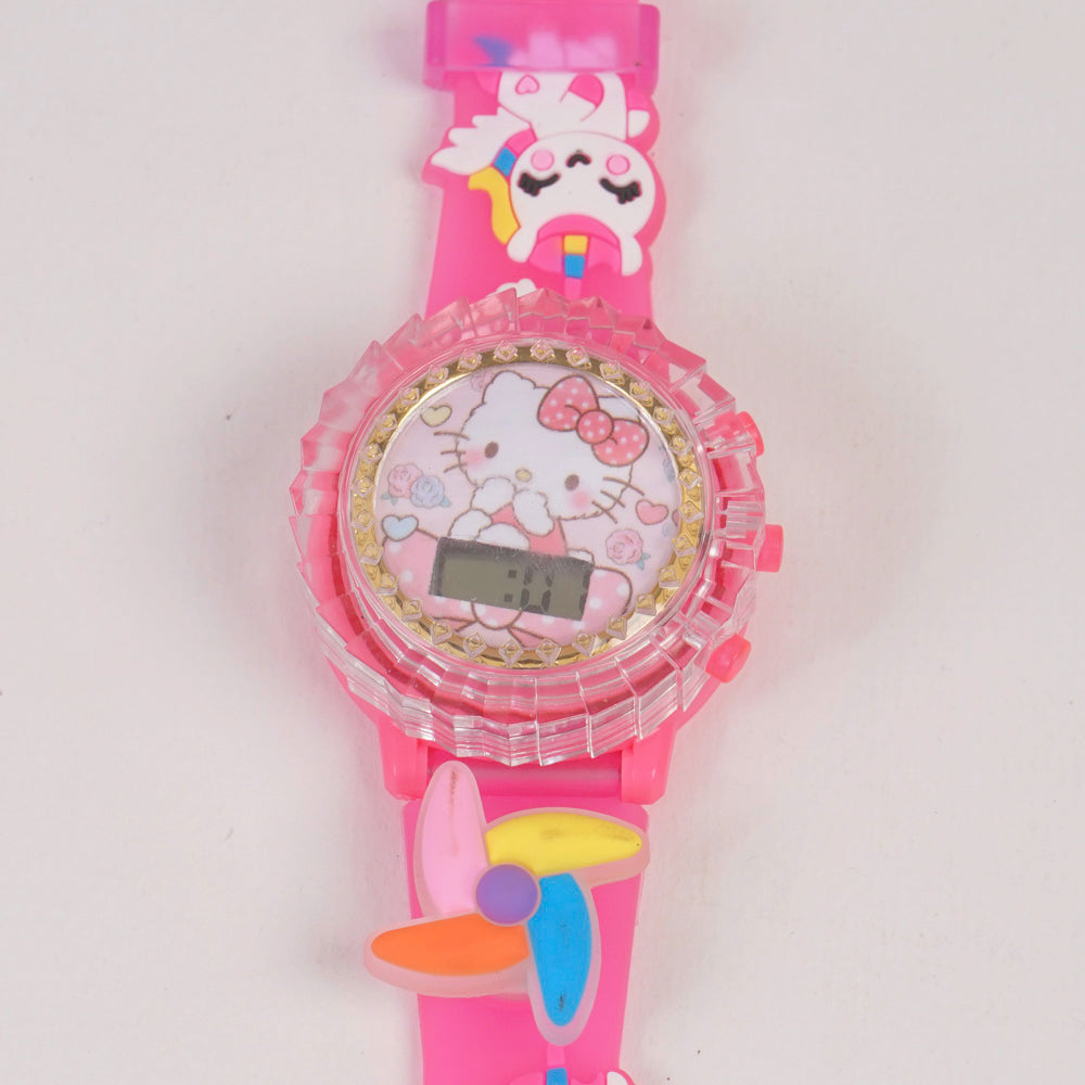 Kids Spinner Character digital watch cat pink