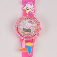 Kids Spinner Character digital watch cat pink
