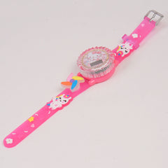Kids Spinner Character digital watch cat pink