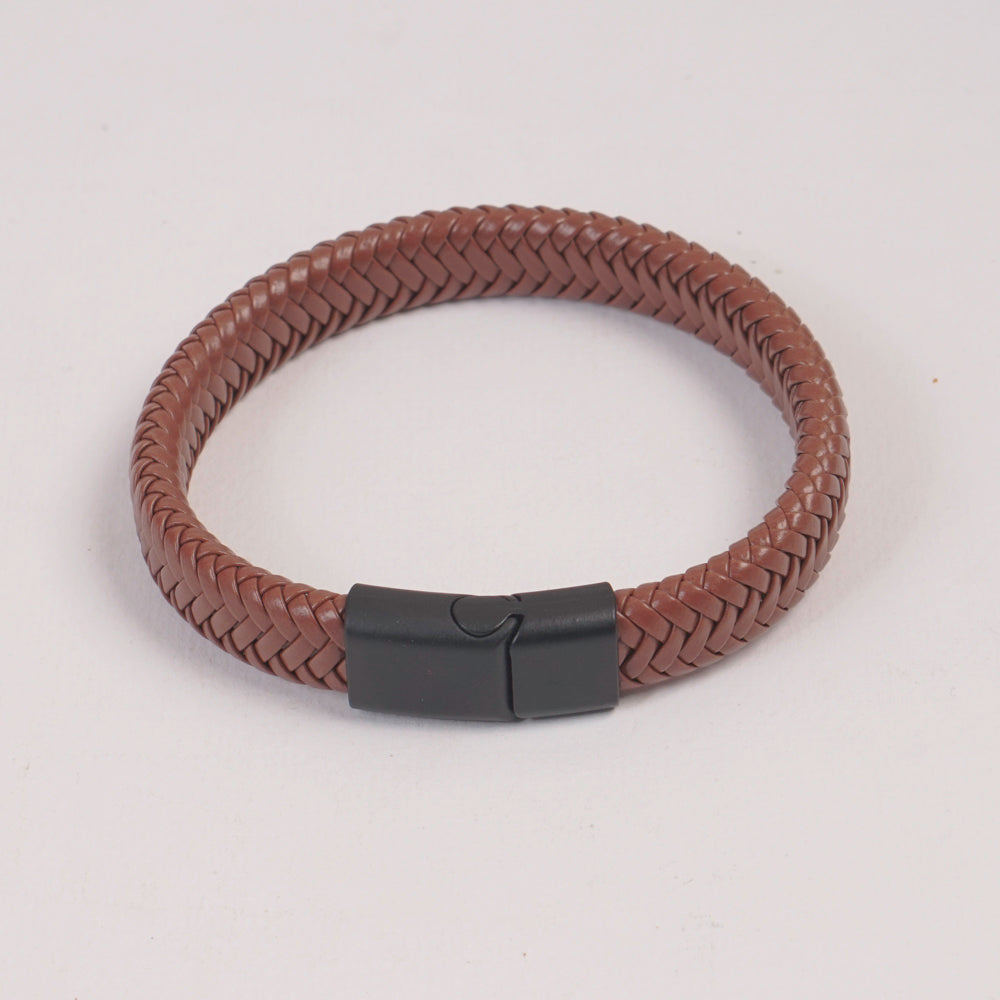 Light Brown PU Leather Braided Bracelet
