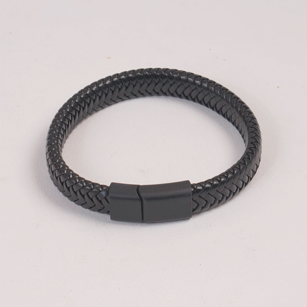 Black PU Leather Braided Bracelet