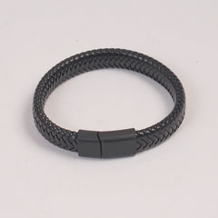 Black PU Leather Braided Bracelet