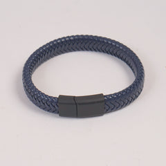 Blue PU Leather Braided Bracelet