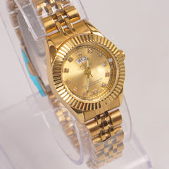 Woman Golden Chain Watch Golden Dial