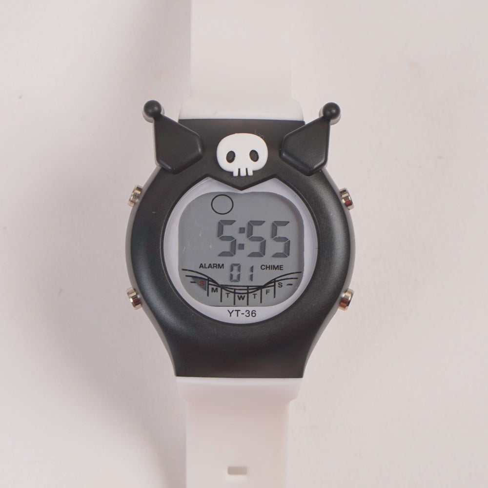 KIDS Black sports digital watch with white straps