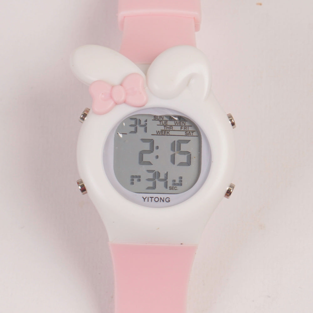 KIDS white sports digital watch with pink straps