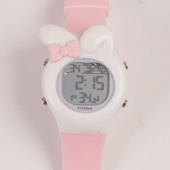 KIDS white sports digital watch with pink straps
