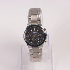 Two Tone Woman Silver Chain Watch Black Dial