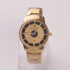 Mens Golden Chain Wrist Watch Wheel Design