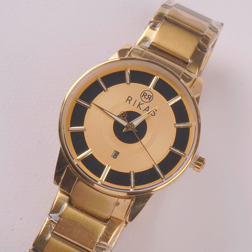 Mens Golden Chain Wrist Watch Wheel Design