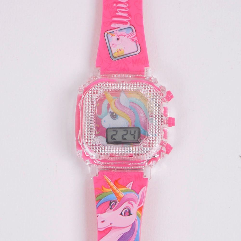 Kids digital character watch Pink