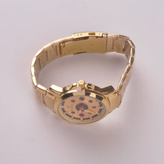 Mens Golden Chain Wrist Watch Wheel Design