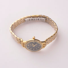 Women's Golden Chain Wrist Watch With Black Dial