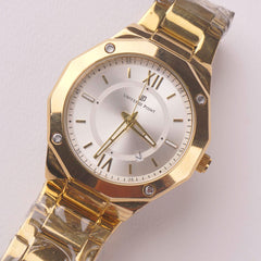 Golden Chain Mans Wrist Watch White Dial