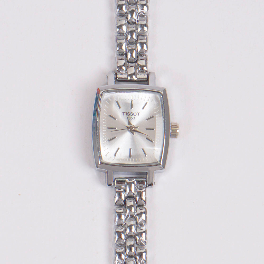 Woman Silver Chain Watch White Dial
