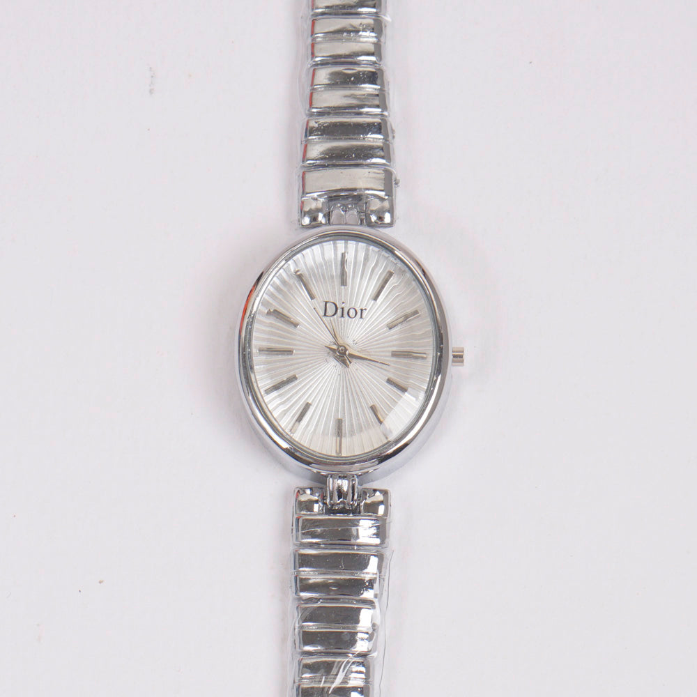 Woman Silver Chain Watch White Dial