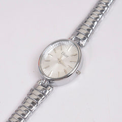 Woman Silver Chain Watch White Dial