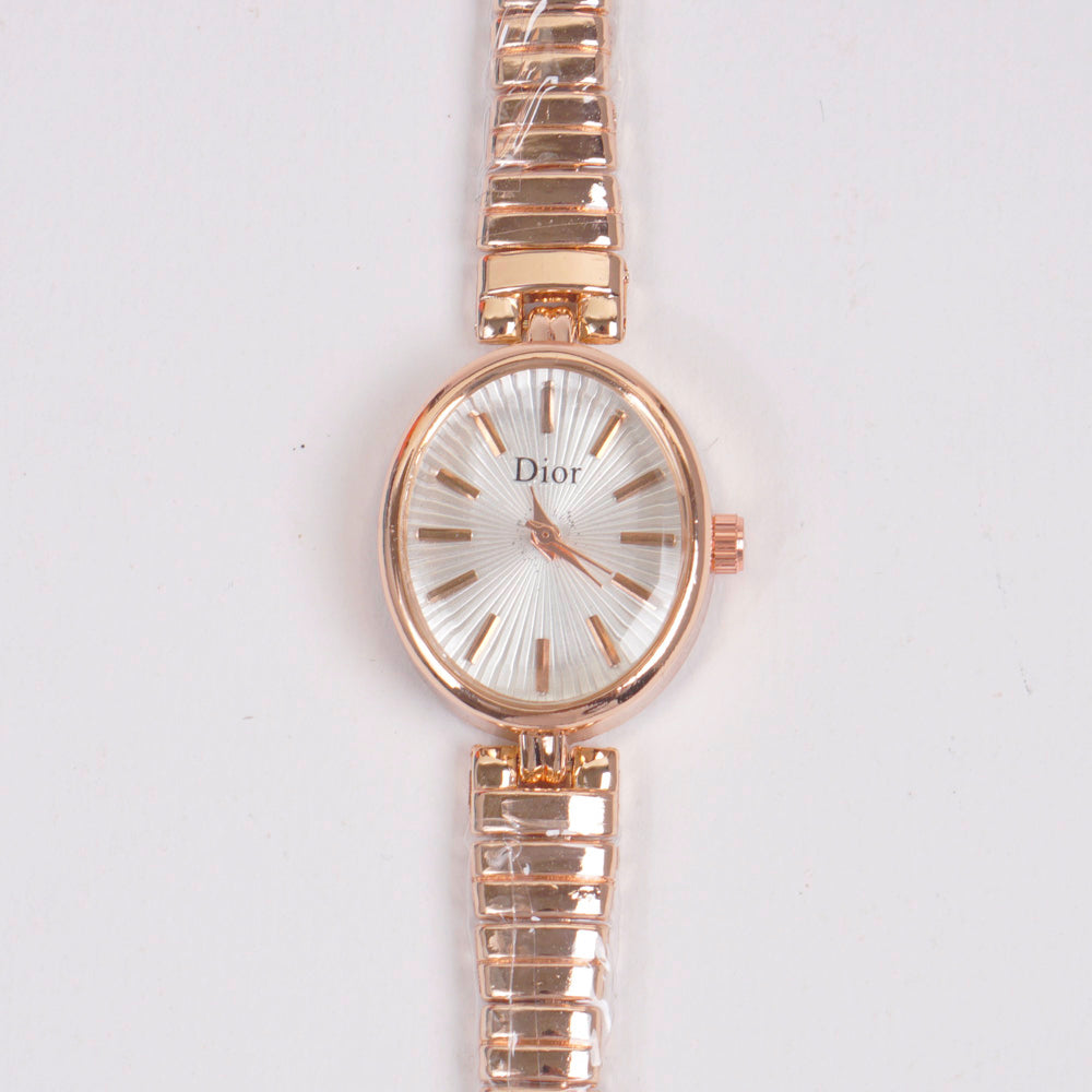Woman Rosegold Chain Watch White Dial