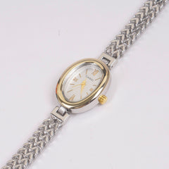 Two Tone Woman Silver Chain Watch White Dial