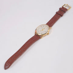 Man's Wrist Watch Golden with Brown Straps White