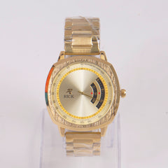 Mans Golden Chain Wrist Watch Golden Dial