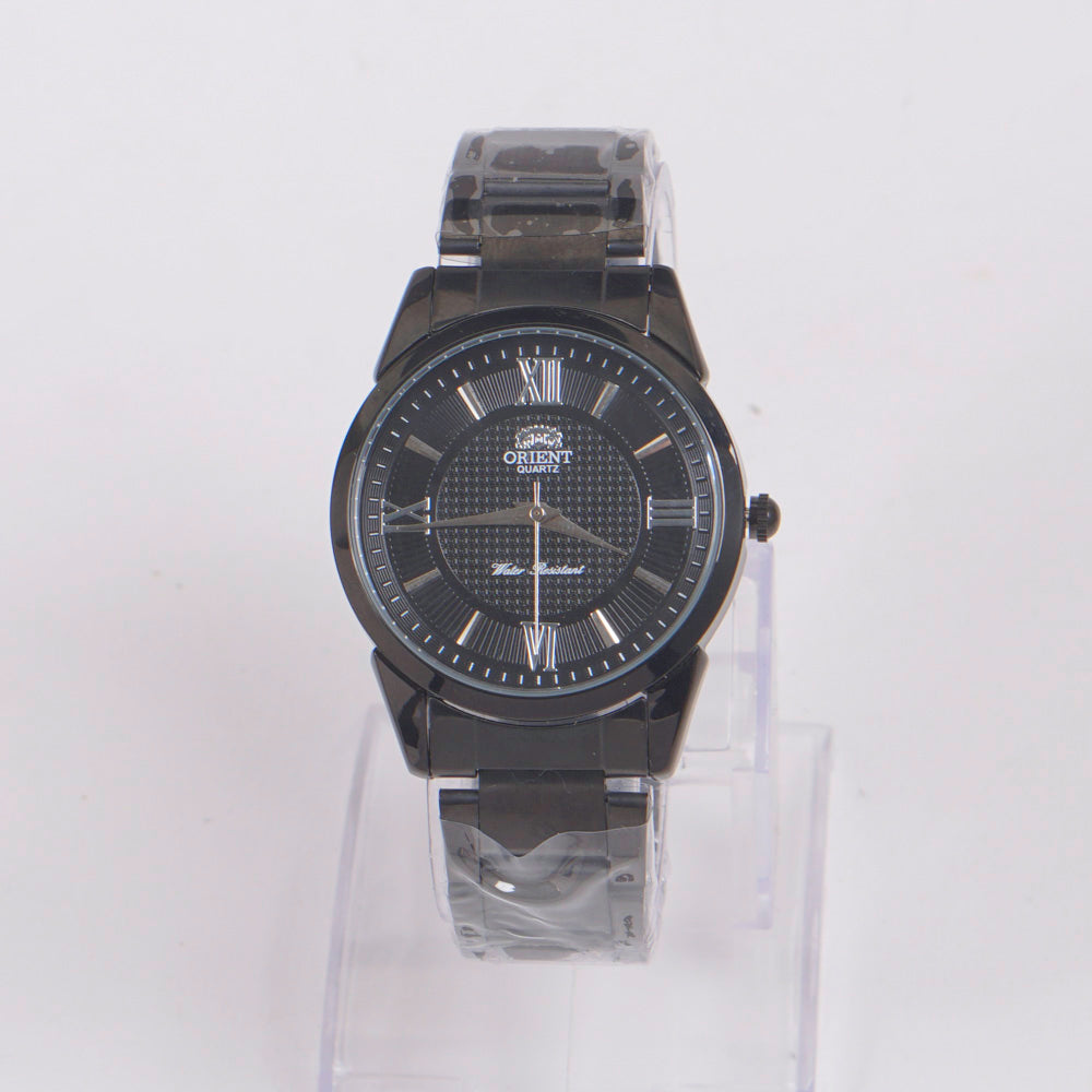Mans Black Chain Wrist Watch Black Dial