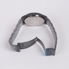 Mans Black Chain Wrist Watch Black Dial