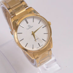 Mans Golden Chain Wrist Watch White Dial