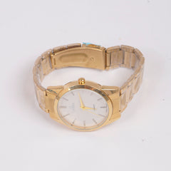 Mans Golden Chain Wrist Watch White Dial