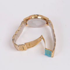 Mans Golden Chain Wrist Watch White Dial