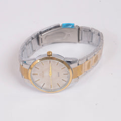 Two Tone Mans Golden Chain Wrist Watch White Dial