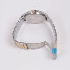 Two Tone Mans Golden Chain Wrist Watch White Dial
