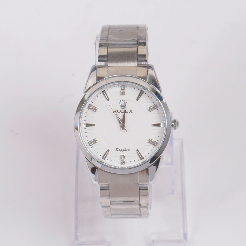 Mans Silver Chain Wrist Watch White Dial