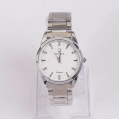 Mans Silver Chain Wrist Watch White Dial