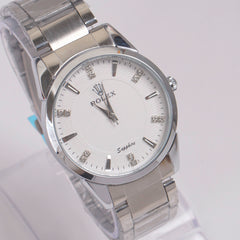 Mans Silver Chain Wrist Watch White Dial