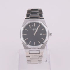 Silver Chain Mans Watch With Black Dial