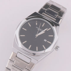 Silver Chain Mans Watch With Black Dial