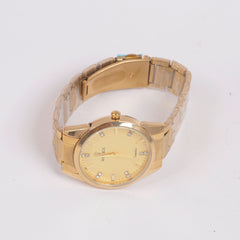 Mans Golden Chain Wrist Watch Gold Dial