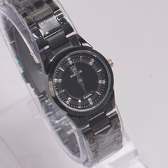 Womans Black Chain Watch with Black Dial